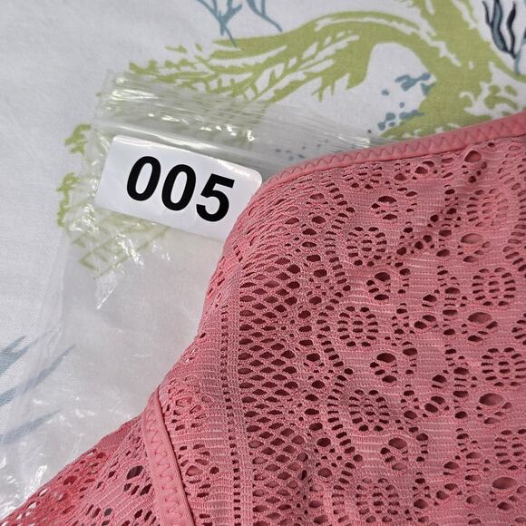 Becca Color Play Crochet Cut Out One Piece Swimsuit Pink Size M - Picture 9 of 9